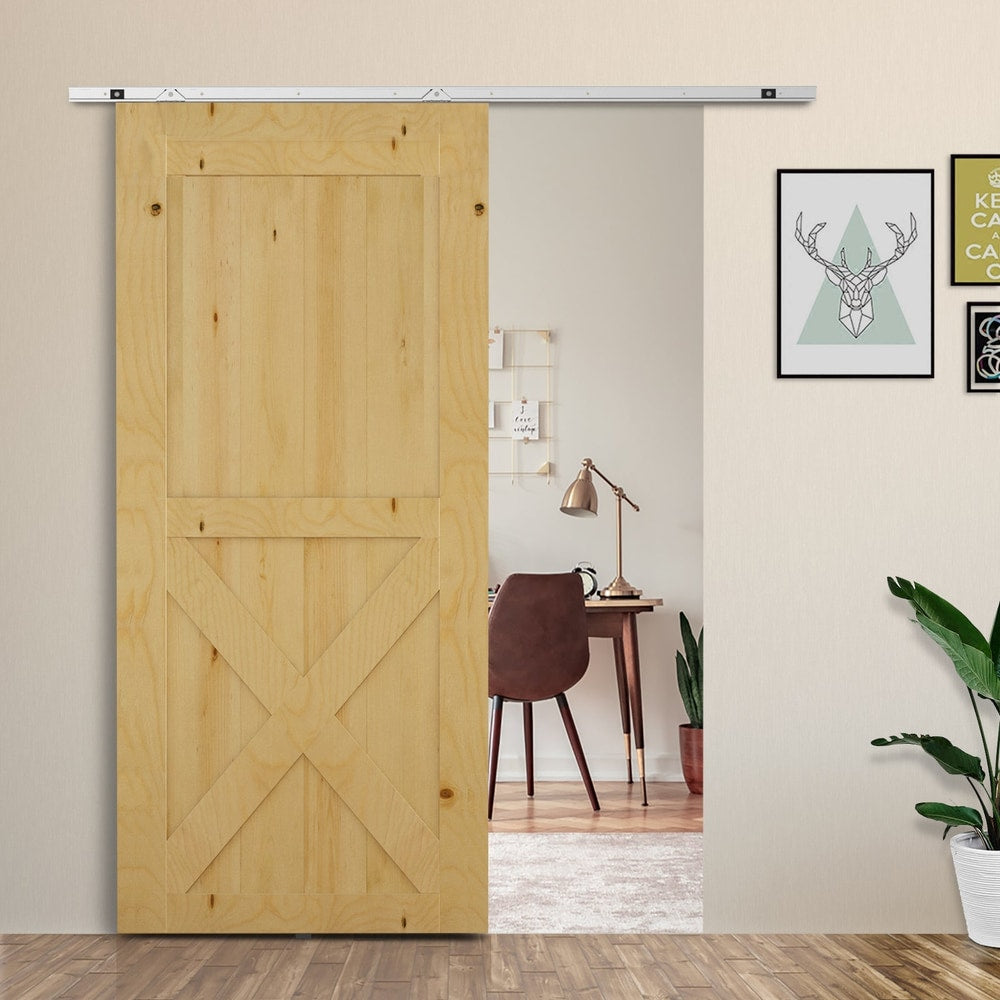 HOMCOM 6FT Modern Sliding Barn Door Closet Hardware Track Kit Track System Unit for Single Wooden Door - product image 2