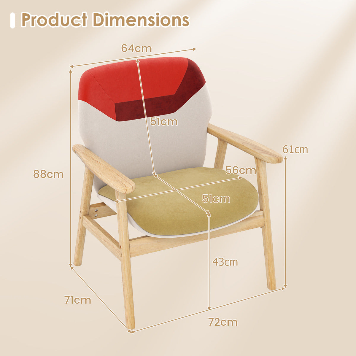 Modern Accent Chair Upholstered Side Armchair with Backrest