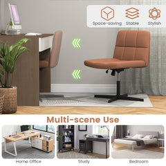 Multi-scene use of the brown PU leather upholstered armless office desk chair