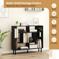 Modern Geometric Bookcase with Anti-tipping Devices-Black