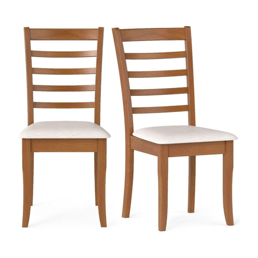 Modern Upholstered Kitchen Chair Set of 2 with Rubber Wood Legs-Beige