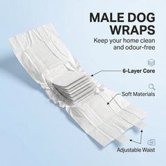 PawHut Dog Diapers Super Absorbent Leak-Proof Dog Nappies for Male Dogs Size M 45-64 cm Waist