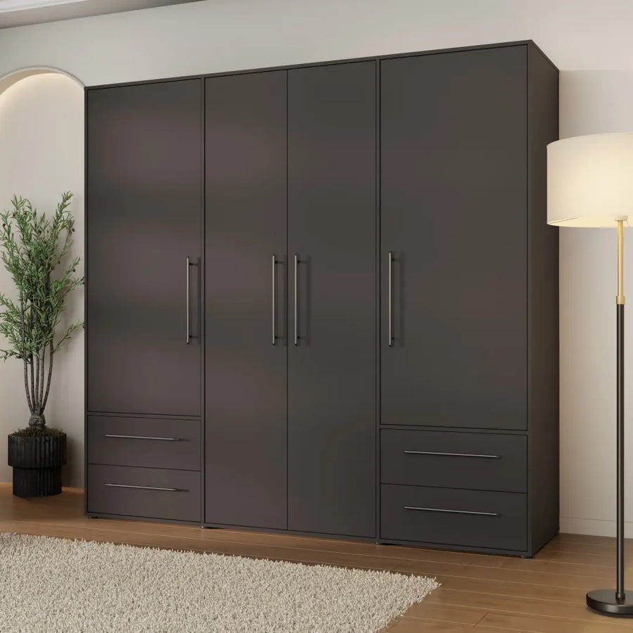 Mokkaris Hinged Door Wardrobe 206cm in Black