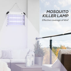 Outsunny Electric Fly Zapper, 20W Electric Fly Killer, Wall Hanging Bug Zapper Indoor & Outdoor Attracting Insect Mosquito Killer, Silver Tone