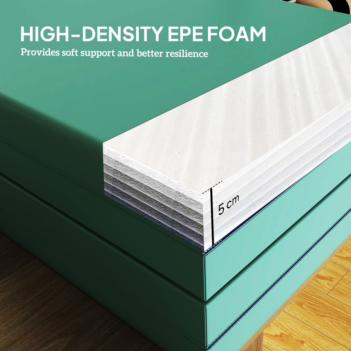 SPORTNOW Foldable Gymnastics Mat, 6 ft Long & Four Folding Thick Exercise Tumbling Mat with Carrying Handles, Green & Purple