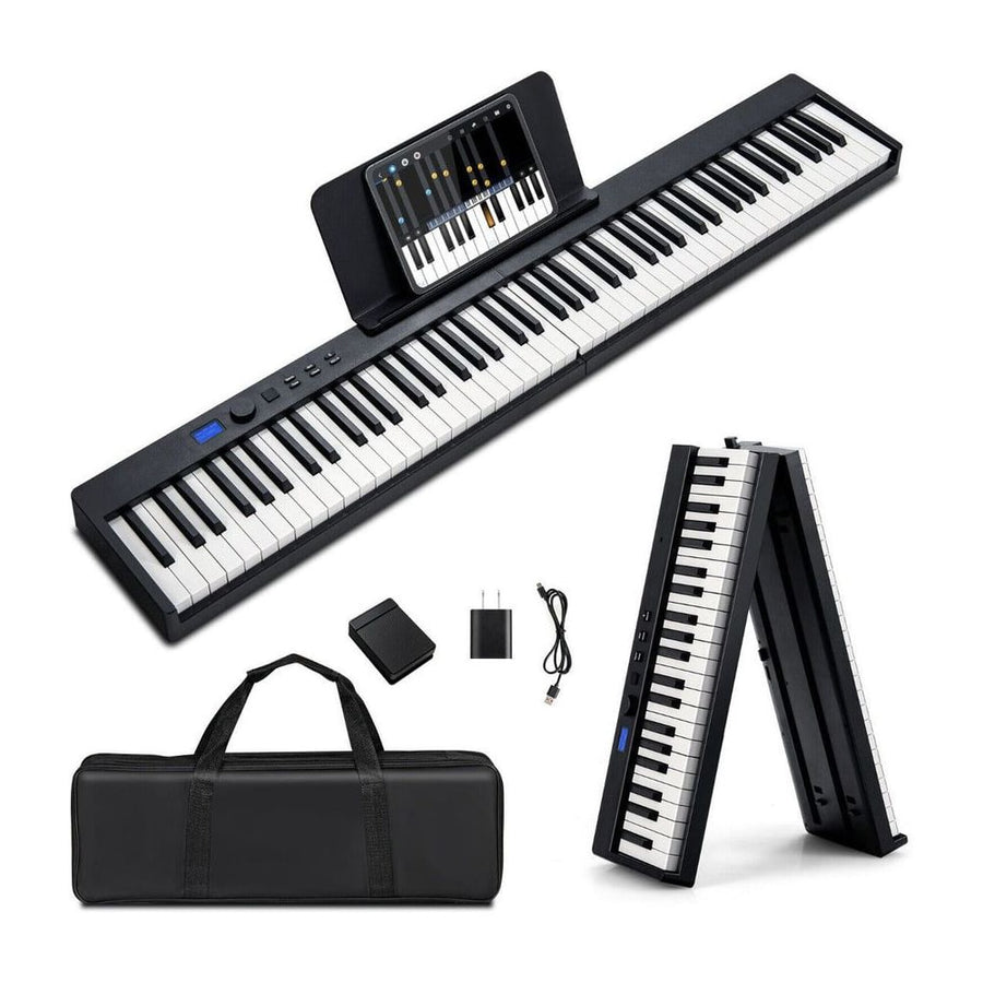 88-Key Foldable Full-Size Semi-Weighted Digital Piano Keyboard with MIDI-Black