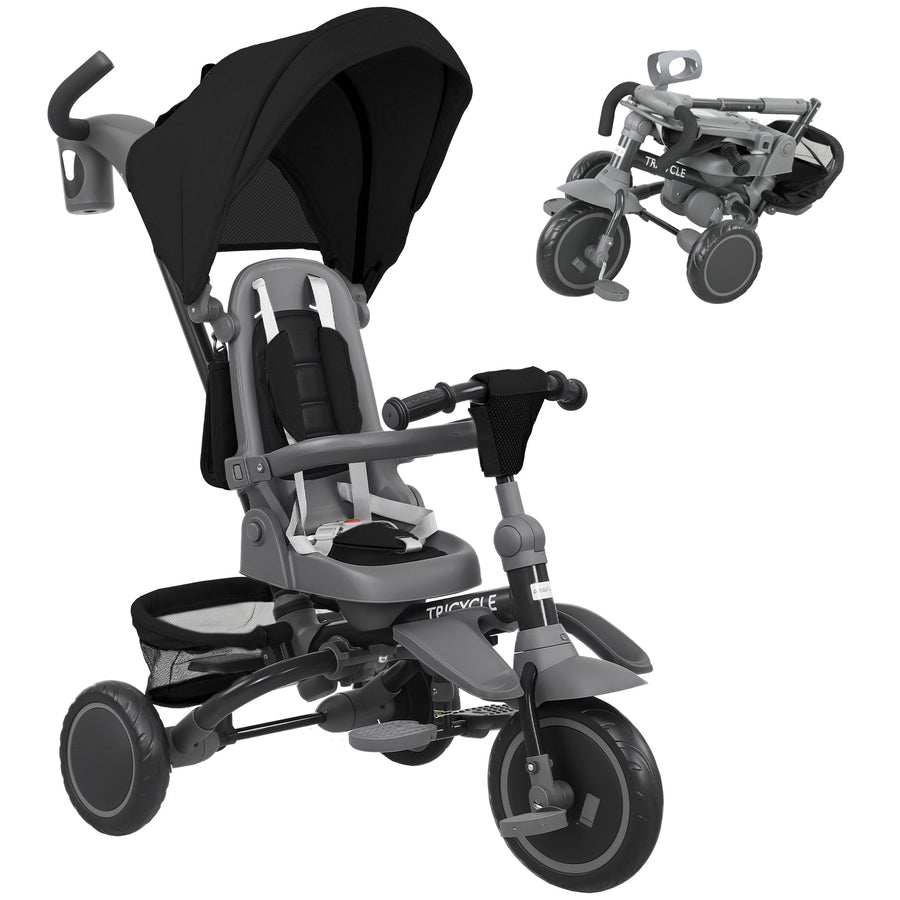 AIYAPLAY 6 in 1 Foldable Kids Trike in Black