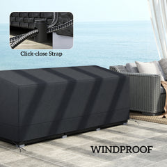 Outsunny Rectangular Patio Garden Furniture Cover Waterproof for 3 Seater Sofa Bistro Set, UV Resistant Protection 600D Oxford Fabric Rattan Lounge Clean Cover, 190 x 72 x 76cm, Black