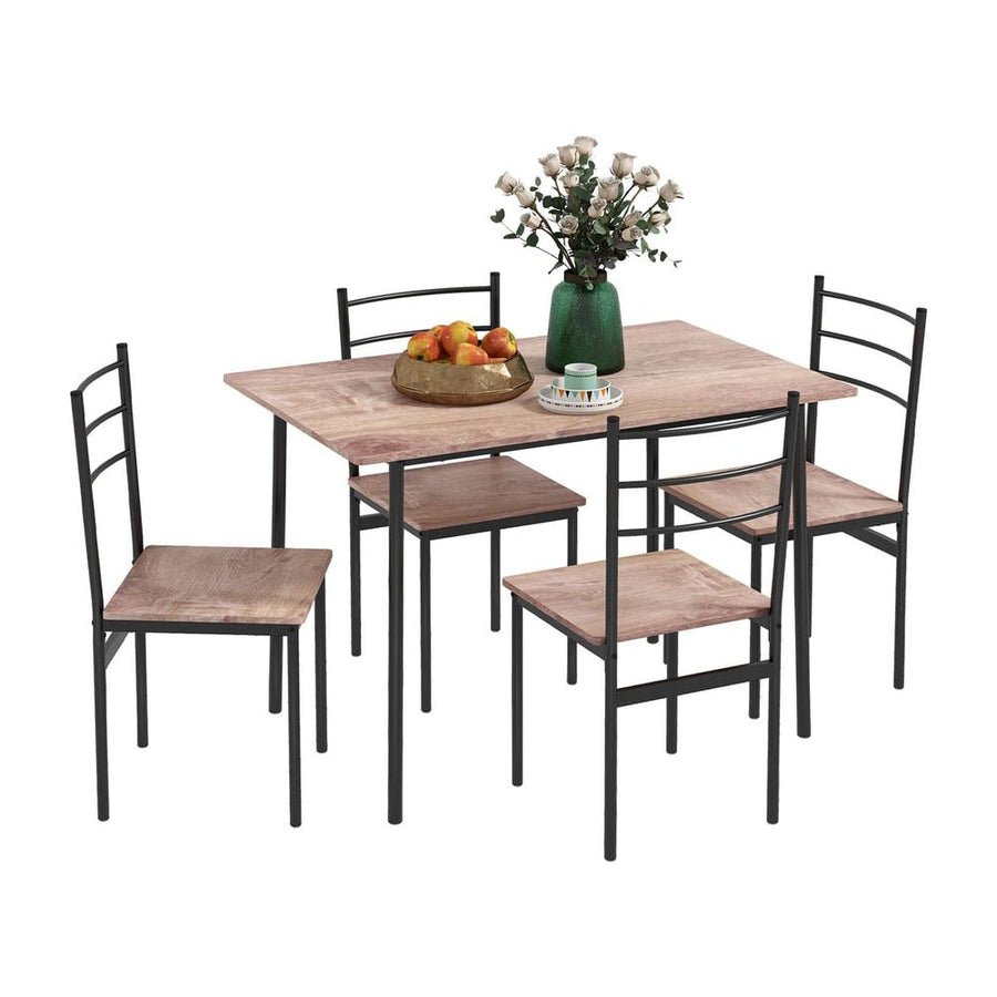 HOMCOM 5 Piece Dining Table and Chairs Set, Dining Room Sets, Steel Frame Space Saving Table and 4 Chairs for Compact