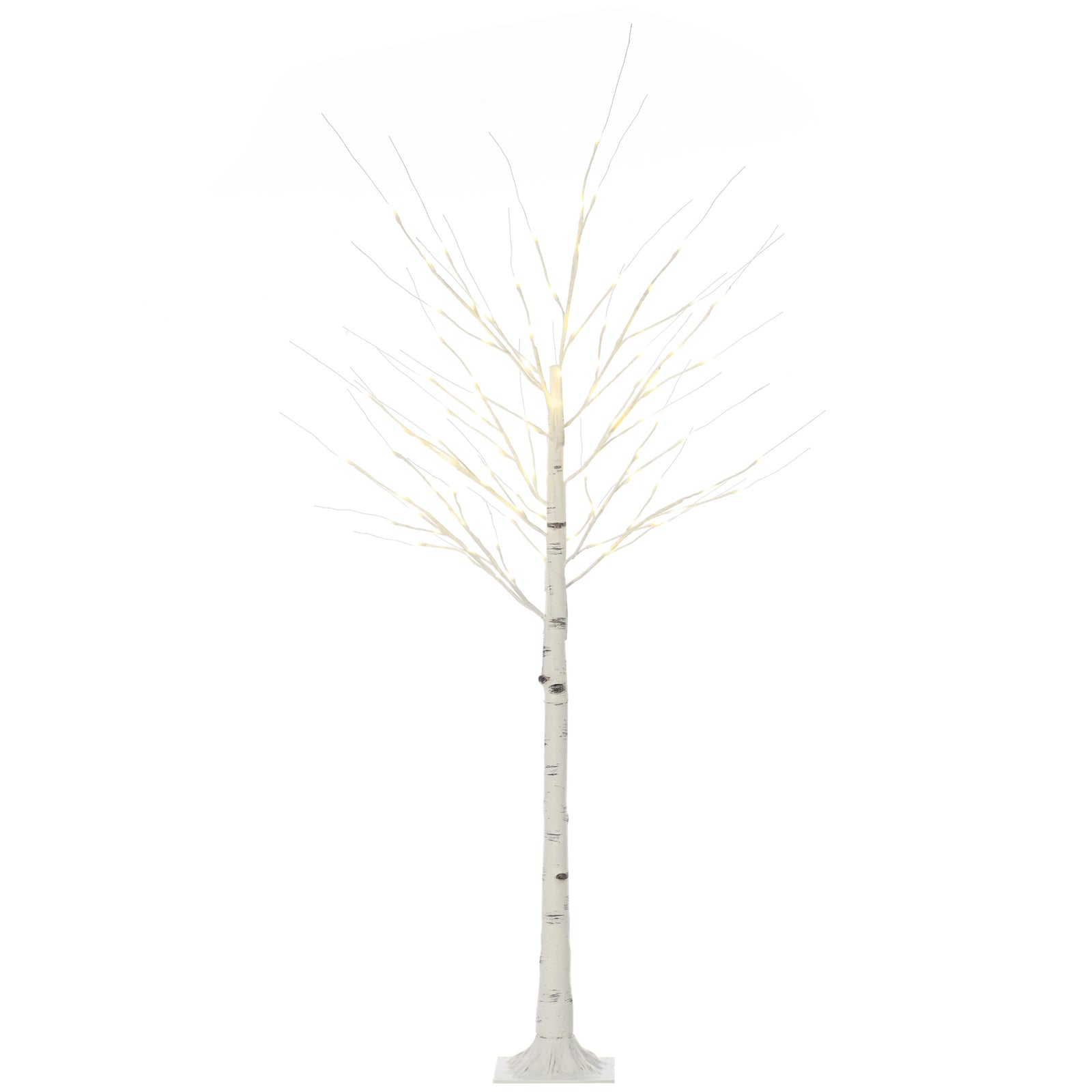 HOMCOM 6ft Artificial White Birch Tree Light with Warm White Pre-Lit LED Light for Indoor and Covered Outdoor Use