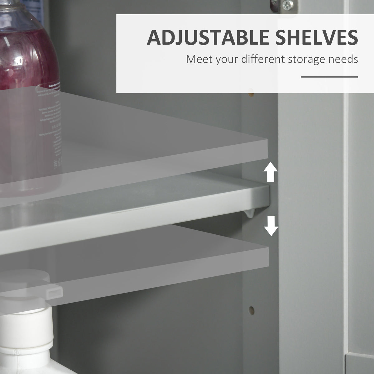 kleankin Modern Bathroom Floor Cabinet - Grey