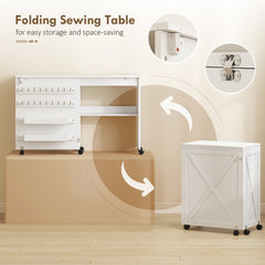 the sewing table folding mechanism shown