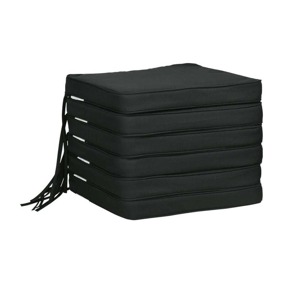 Outsunny Set of 6 Chair Cushion Seat Pads Dining Chair w/ Straps Indoor Outdoor Removable Tie On Garden Patio Black
