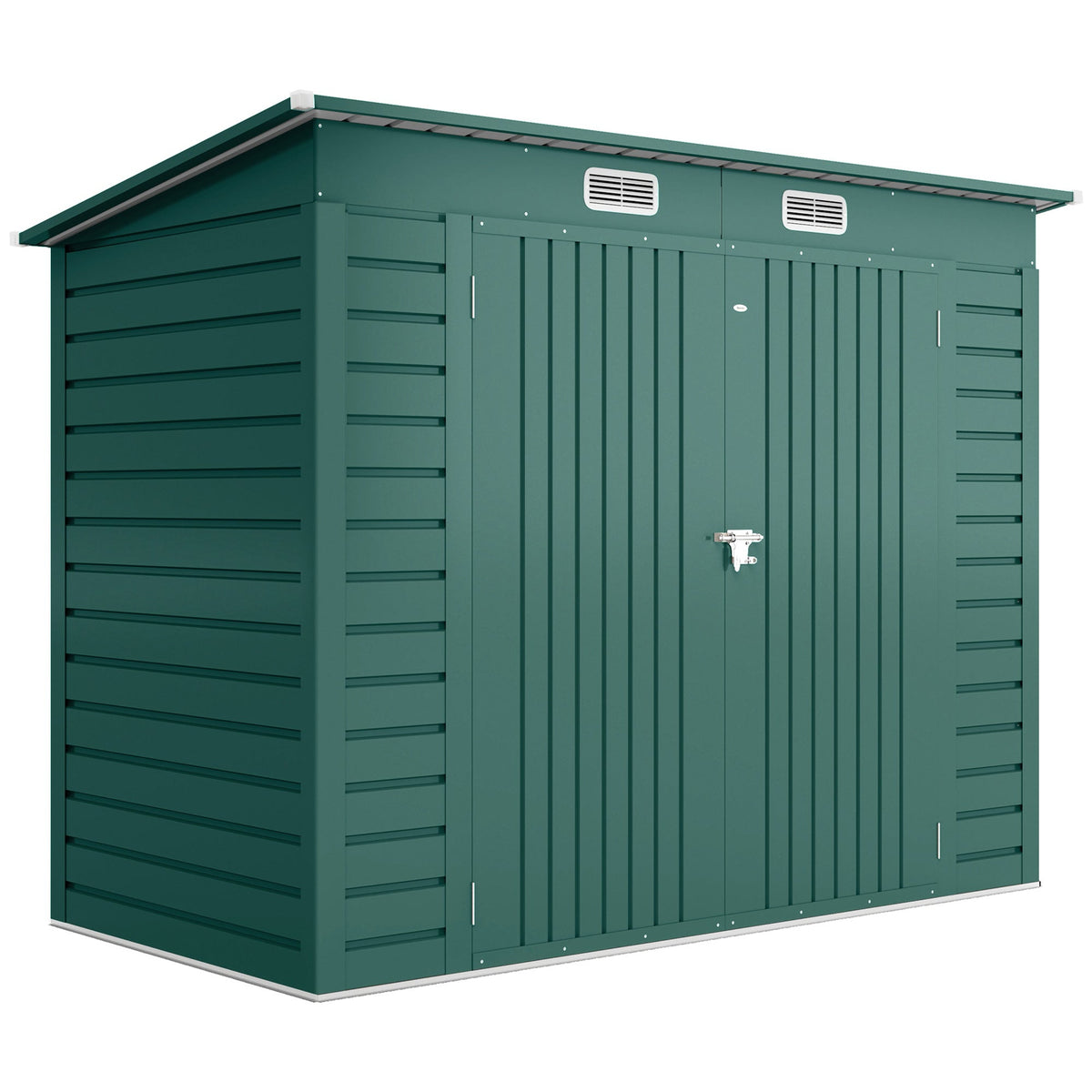 Outsunny 3.7 x 7.9ft Galvanised Steel Shed, with Latched Door and Padlock - Green