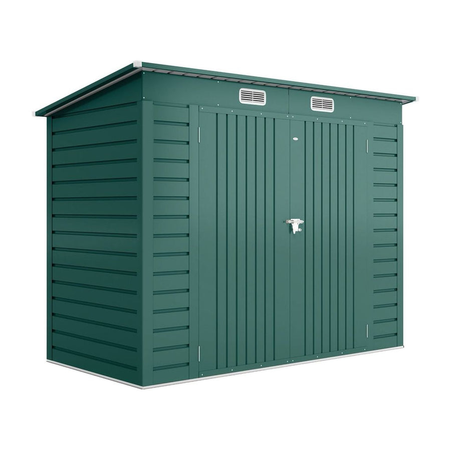 Outsunny 3.7 x 7.9ft Galvanised Steel Shed, with Latched Door and Padlock - Green