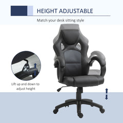 Vinsetto Office Chair Faux Leather Swivel Computer Desk Chair for Home Office with Wheels Armrests Black