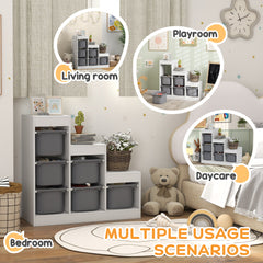 AIYAPLAY Toy Storage Organiser, Three-Layer Kids Toy Storage Units, with Removable Bins, for Ages 3-8 Years, Grey