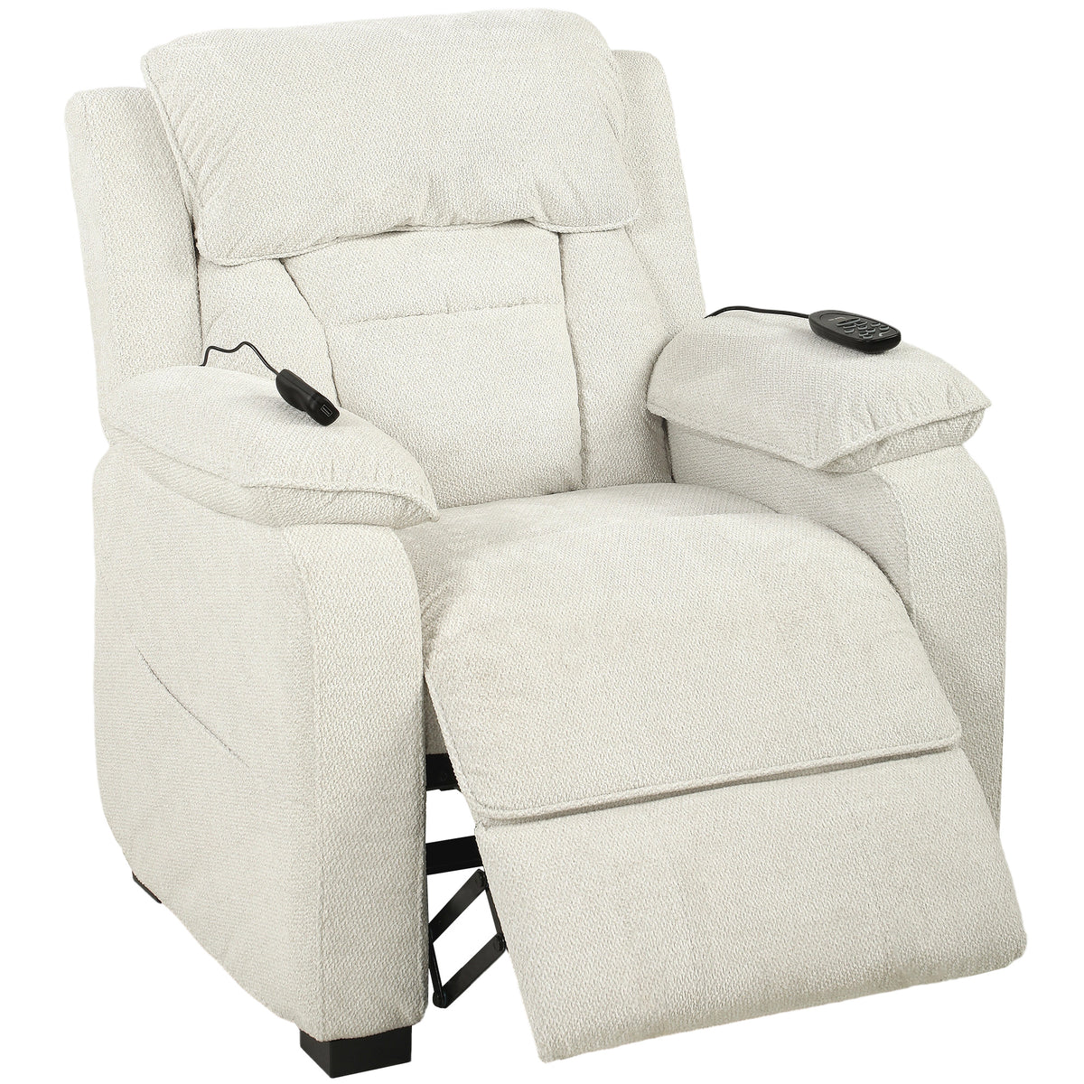 HOMCOM Power Recliner Armchair with Massage and Heat, Electric Reclining Chair with Wide Spring Seat, Cream White