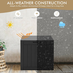 Outdoor Storage Shed with Handles and Lockable Lid in Black, image 3