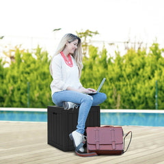 Outdoor Storage Shed with Handles and Lockable Lid in Black, image 6