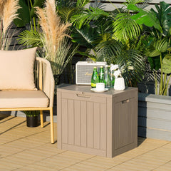 Outdoor Storage Shed with Handles and Lockable Lid in Coffee, image 2