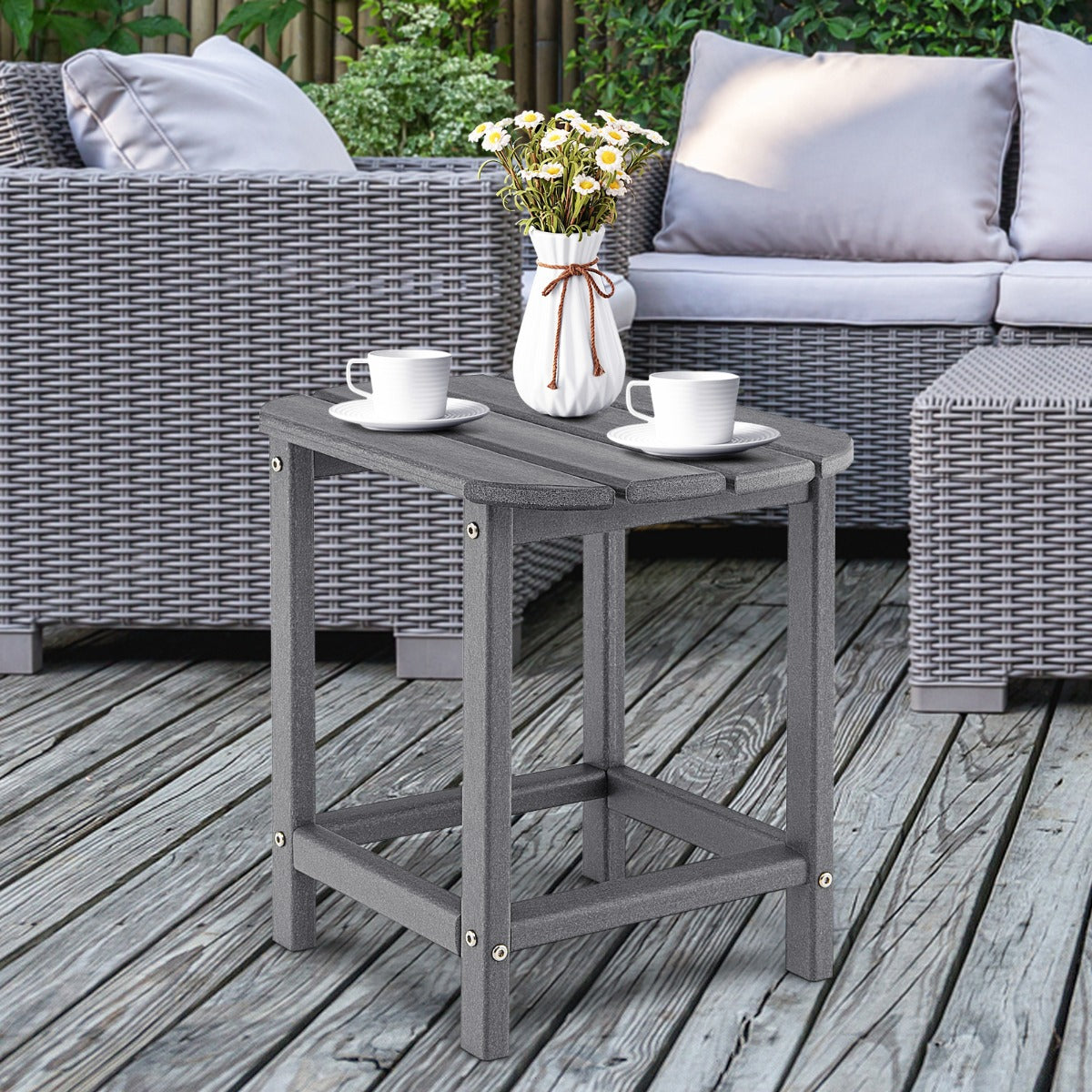 Weather-Resistant HDPE Adirondack Table Side Table-Grey