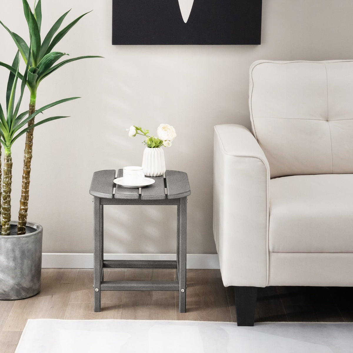 Weather-Resistant HDPE Adirondack Table Side Table-Grey