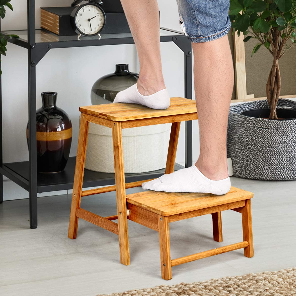 Bamboo Footstool with 2 Steps