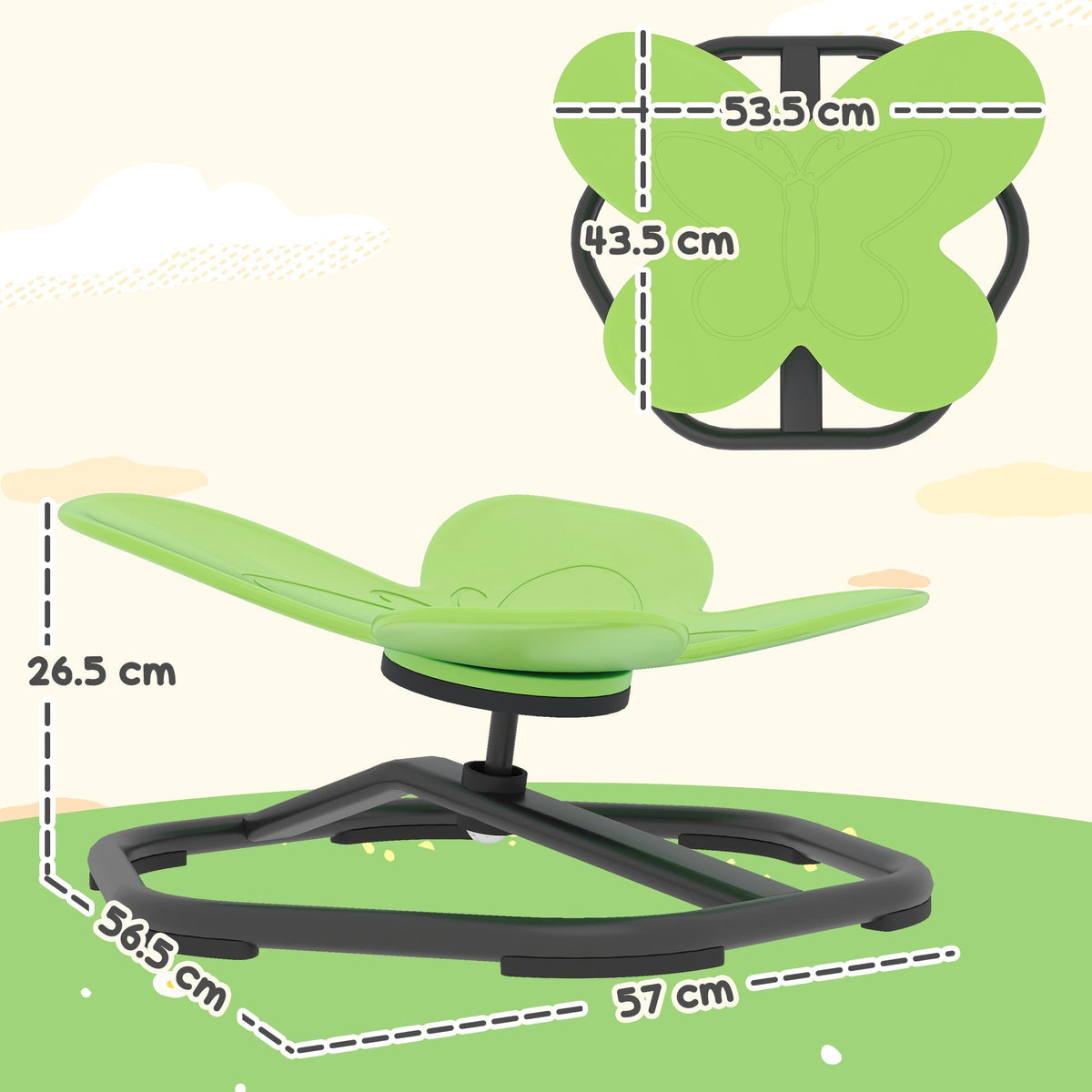 AIYAPLAY Butterfly-Shaped Kids Swivel Chair, Sensory Spinning Chair for Balance and Coordination Training, Green - product