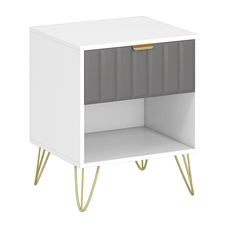HOMCOM Bedside Table Modern Bedside Cabinet with Drawer and Open Compartment, 45 x 40 x 55, White