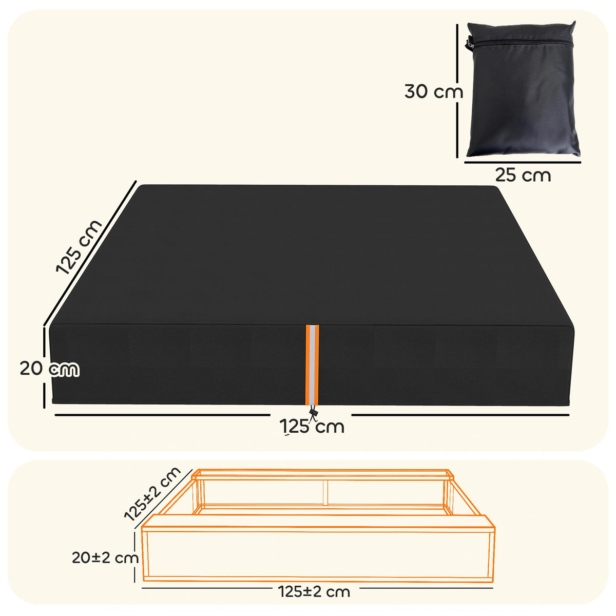 AIYAPLAY Sandbox Cover, Square Sandpit Cover Waterproof Dustproof UV Protection, Sandbox Canopy with Drawstring and Elastic Band