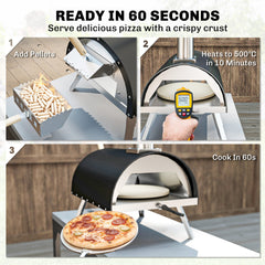 Outsunny Outdoor Pizza Oven Foldable Legs Pellet Wood Fired Pizza Maker w/ 12" Rotating Stone and Peel