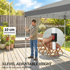 Outsunny 3 x 6 m Pop Up Canopy with UV50+ Protection Garden Gazebo with 6 Sidewalls, Dark Grey