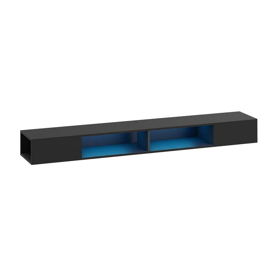 HOMCOM Wall Mounted TV Stand with RGB LED Lights, Floating Entertainment Centre for 75 Inch TV, Black