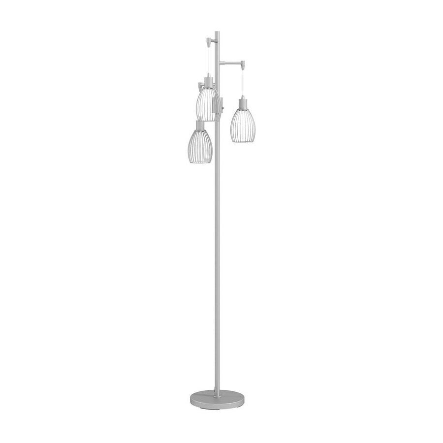 HOMCOM 3-Light Floor Lamp, 170cm Industrial Dimmable Standing Lamp with Steel Wire Cage Lampshades for Living Room, Bedroom