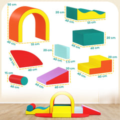 AIYAPLAY Kids Soft Play Set, 10PCs PU Leather Foam Climbing Blocks for Climb and Crawl, Educational Toys for Motor Development