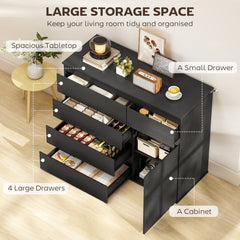 HOMCOM Modern Chest Of Drawers, 5 Drawer Dresser with Adjustable Shelf, Soft-Close Door, Black