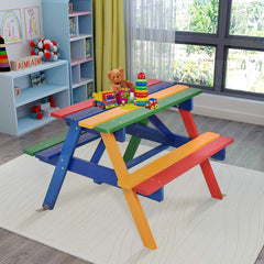 Children's Wooden Picnic Bench with Parasol