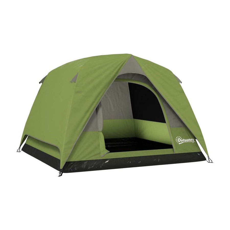 Outsunny 3-4 Person Camping Tent, Easy Set Up Waterproof Dome Tent with Sewn-in Groundsheet, Mesh Windows, Pocket and Hook