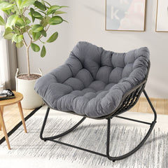 Outdoor Rocking Chair with Thick and Removable Cushion-Grey