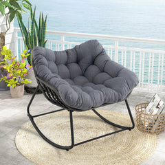 Outdoor Rocking Chair with Thick and Removable Cushion-Grey