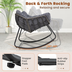 Outdoor Rocking Chair with Thick and Removable Cushion-Grey