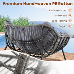 Outdoor Rocking Chair with Thick and Removable Cushion-Grey