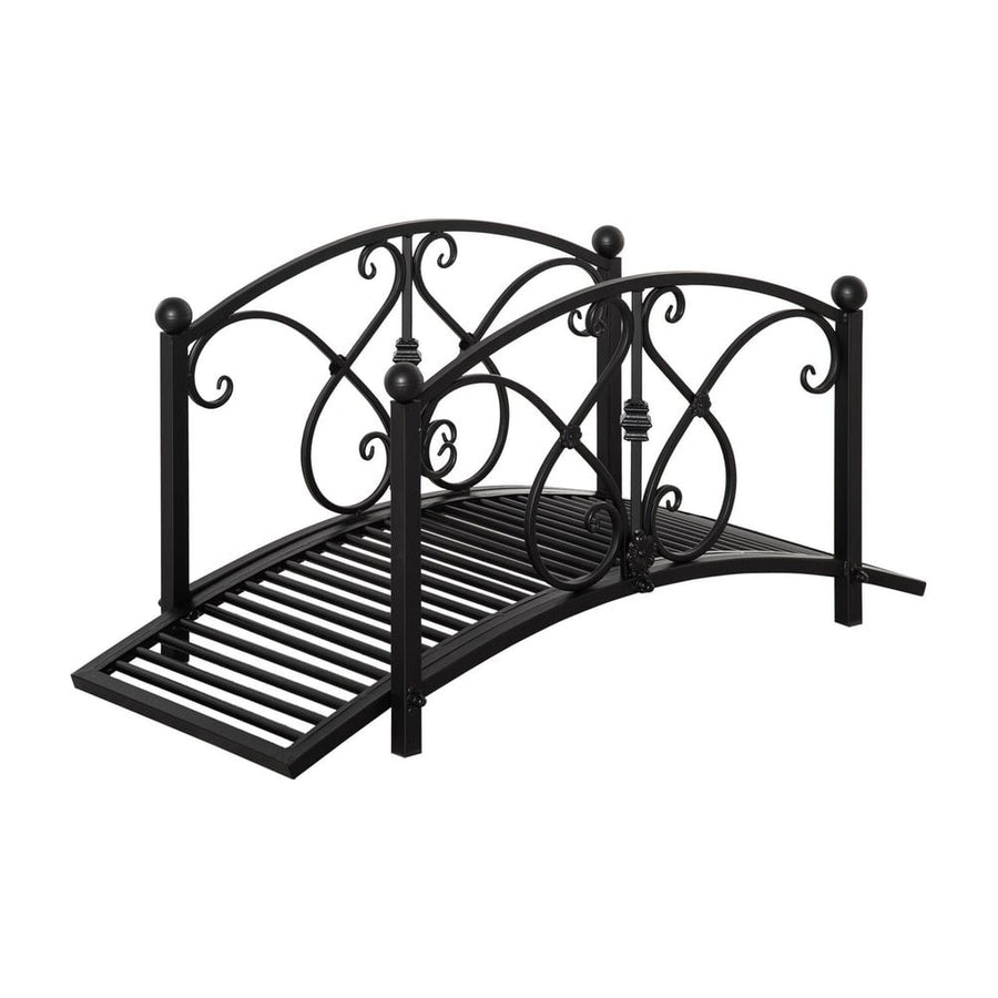 Outsunny 102L x 48W x 49H Classic Metal Garden Bridge with Safety Railings Arc Footbridge Decorative Pond Bridge for Backyard