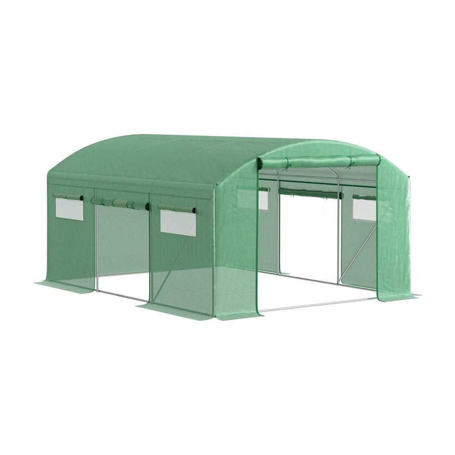 Outsunny 13 x 9.8ft Walk-In Polytunnel Greenhouse - Green