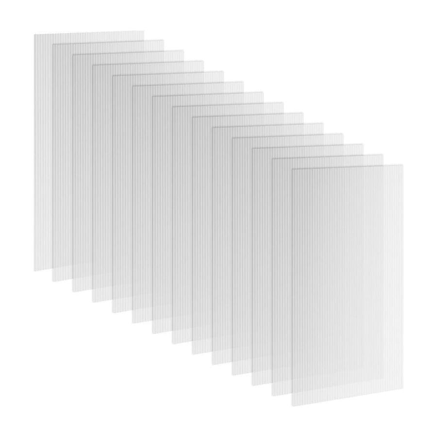 Outsunny 14 Pieces Polycarbonate Sheets, 121 x 61 x 0.4cm Twin-Wall Plastic Roofing Sheets, 10m Replacement Greenhouse