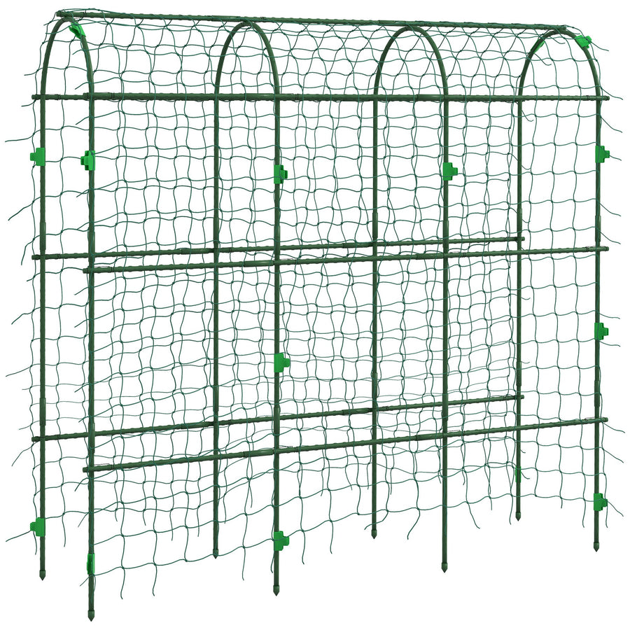Outsunny 183 cm Tall Metal Garden Trellis, Arch Trellis for Climbing Plants Outdoor with Climbing Net