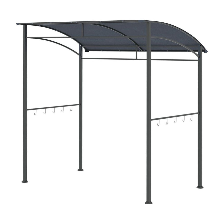 Outsunny 2.2 x 1.5 m BBQ Grill Gazebo Tent, Garden Grill with Metal Frame, Curved Canopy and 10 Hooks, Outdoor Sun Shade