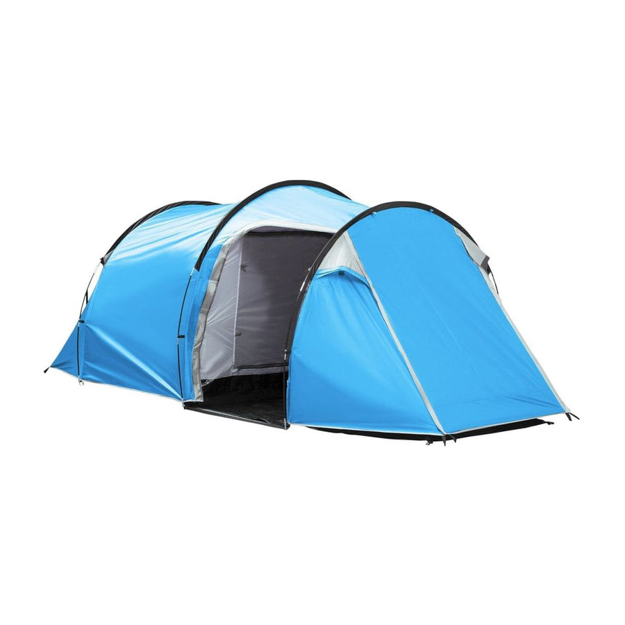 Outsunny 2-3 Man Tunnel Tent with Vestibule, Weather-Resistant Camping Tent with Air Vents for Fishing Hiking, Light Blue &