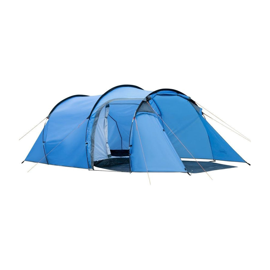 Outsunny 2 Room Tent with Vestibule in sky blue with guy ropes extended on a plain white background